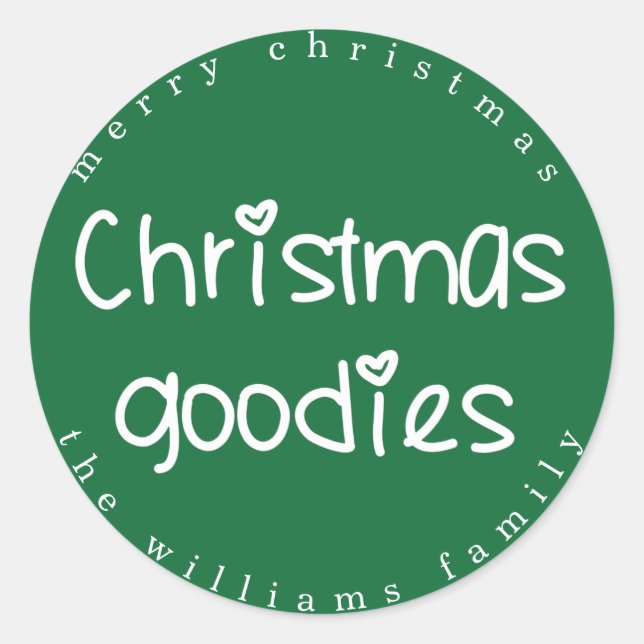 Sticker Rond Goodies de Noël - Vert personnalisé (Devant)