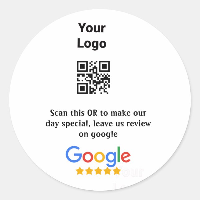 Sticker Rond Google examen scanner QR ajouter le nom du logo de (Devant)