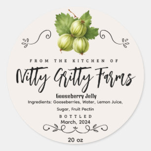 Sticker Rond Gooseberry Jam Jelly préserver Custom Canning Étiq