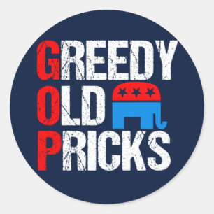 Sticker Rond GOP drôle de vieilles piqûres avides anti