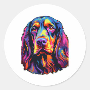 Sticker Rond Gordon Setter Neon Design