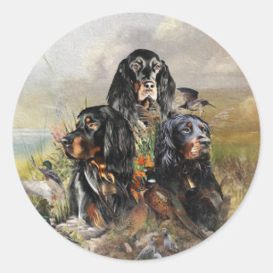 Sticker Rond Gordon Setters, Passion pour les oiseaux, Art