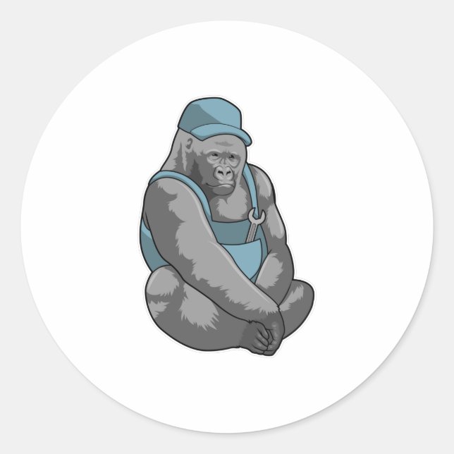 Sticker Rond Gorilla comme artisan avec clé (Devant)
