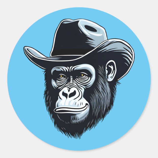 Sticker Rond Gorilla Cowboy (Devant)
