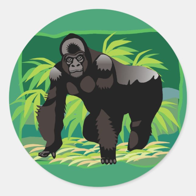 Sticker Rond Gorilla de la Jungle (Devant)