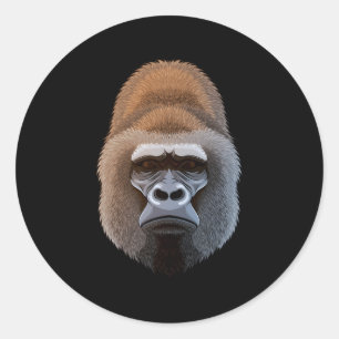 Sticker Rond Gorilla Face Ape Majestic Gorilla Jungle Animal