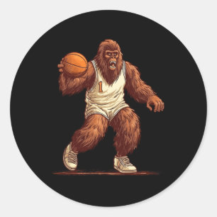 Sticker Rond Gorilla Jouer Basketball Fun Gorilla Basketball