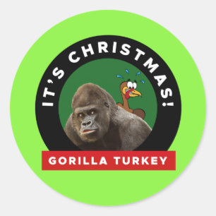 Sticker Rond Gorilla Turquie jeu de Noël