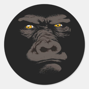 Sticker Rond Gorille en noir
