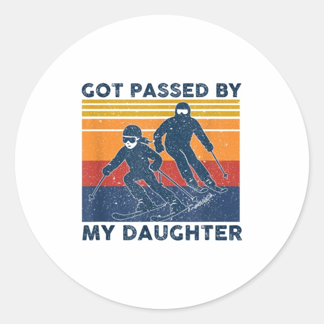 Sticker Rond Got Ped By My Daughter Funny Skiing  (Devant)