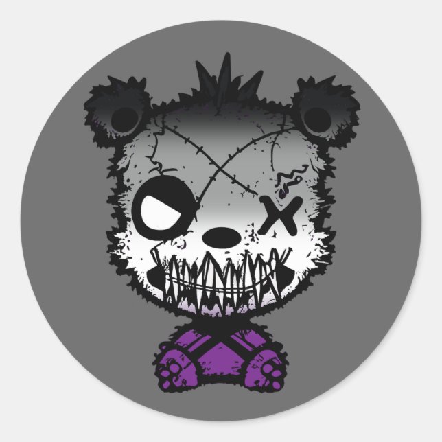 Sticker Rond Goth Asexué Fierté Drapeau Ours de couleur (Devant)