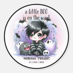 Sticker Rond Goth Baby Boy Ghost Little Boo sur le chemin