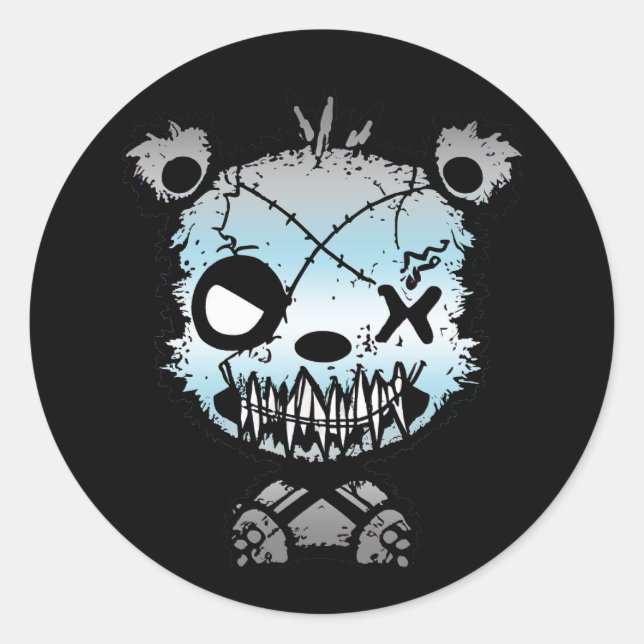 Sticker Rond Goth Demiboy Fierté Drapeau ours couleur (Devant)