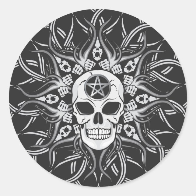 Sticker Rond Goth Skull (Devant)