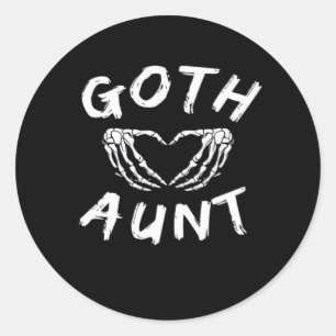 Sticker Rond Goth Tante Funny Emo Tante Punk mignonne Squelette