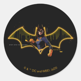 Sticker Rond Gotham Knights Batgirl en logo