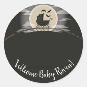Sticker Rond Gothic Baby Shower Halloween