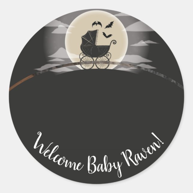 Sticker Rond Gothic Baby Shower Halloween (Devant)