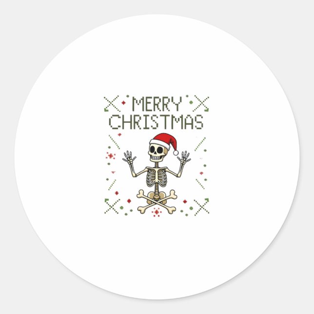 Sticker Rond Gothic Christmas Ugly Skull Rock Christmas T-Shirt (Devant)