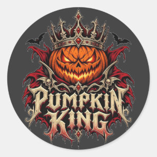 Sticker Rond Gothic Halloween Roi Citrouille