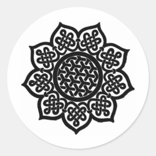 Sticker Rond GOTHIC SOLEIL Noir Blanc Celtique noeuds