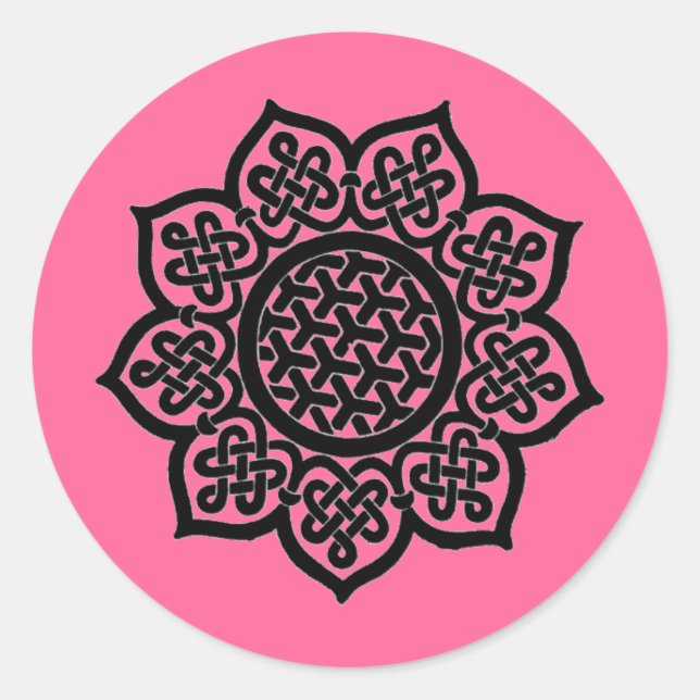 Sticker Rond GOTHIC SOLEIL Noir rose Celtique noeuds (Devant)