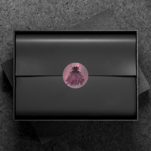 Sticker Rond Gothique Fairy Fuchsia Gown | Punk Rock rose Magen (Créateur téléchargé)