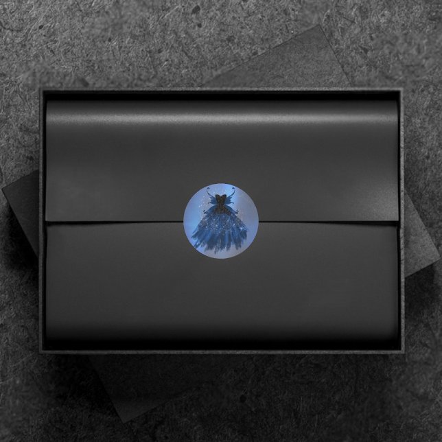 Sticker Rond Gothique Fairy Navy Gown | Fleur bleue de Cobalt p (Créateur téléchargé)