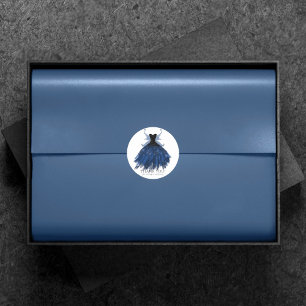 Sticker Rond Gothique Fairy Navy Gown   Merci profond de la feu