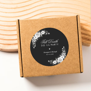 Sticker Rond Gothique Jusqu'à la mort Fêtons-nous Mariage flora