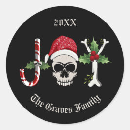 Sticker Rond Gothique Noël JOY Skull