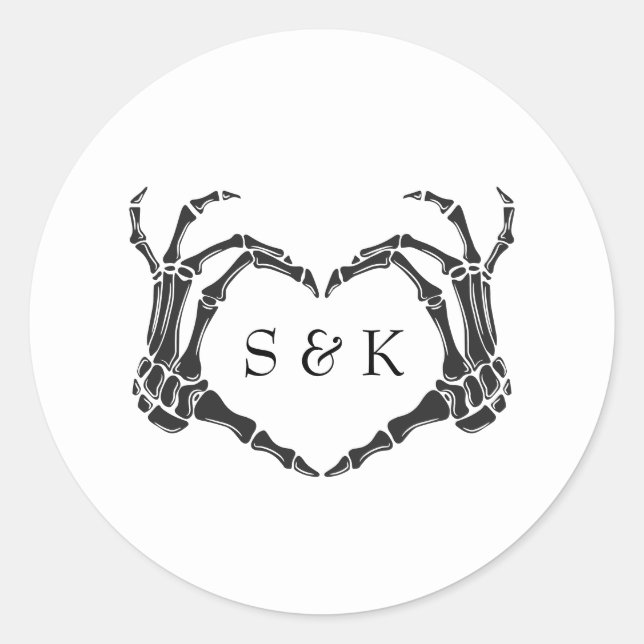 Sticker Rond Gothique Romantique Squelette main Halloween Maria (Devant)