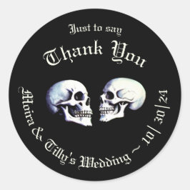 Sticker Rond Gothique Violet Danser Skeletons Mariage Faveur