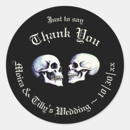 Sticker Rond Gothique Violet Danser Skeletons Mariage Faveur