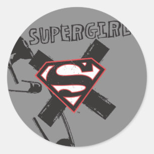 Sticker Rond Goupilles de sécurité noires de Supergirl