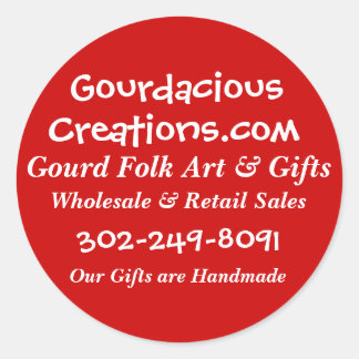 Sticker Rond Gourdacious, Creations.com, Gourd Folk Art & Gi...