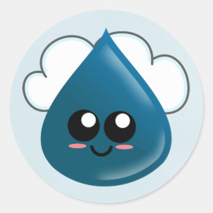Sticker Rond Gouttes de pluie, larmes, gouttes d'eau,