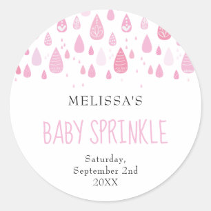 Sticker Rond Gouttes de pluie rose bébé baby sprinkle