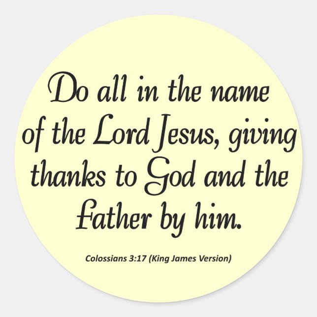 Sticker Rond Grâce au 3h17 de Colossians de thanksgiving de (Devant)