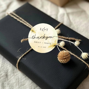 Sticker Rond Grace de l'heure d'or et Merci de Mariage Monogram