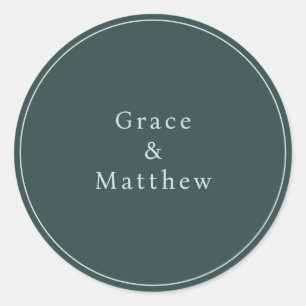 Sticker Rond GRACE Sceau d'enveloppe moderne bleu/Mariage Turqu
