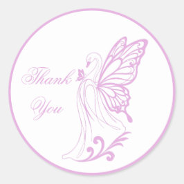 Sticker Rond Graceful swan with butterfly wings