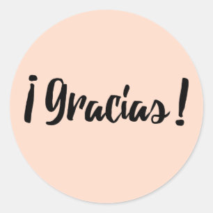 Sticker Rond Gracias espagnol rétro rose noir Merci Script