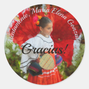 Sticker Rond Gracias Fleurs Fiesta 2555