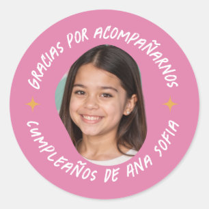 Sticker Rond Gracias por acompañarnos cumpleaños con foto