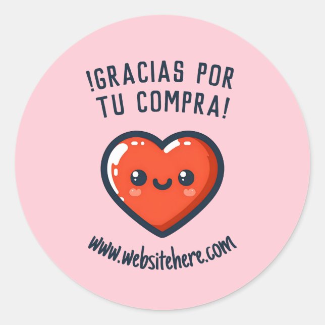 Sticker Rond Gracias Por Tu Compra Corazón Kawaii (Devant)