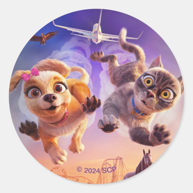 Sticker Rond Gracie & Pedro : Animaux de compagnie à la Secourt (Devant)