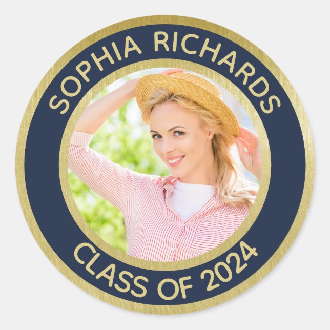 Sticker Rond Graduate 2024 Photo personnalisée (Devant)