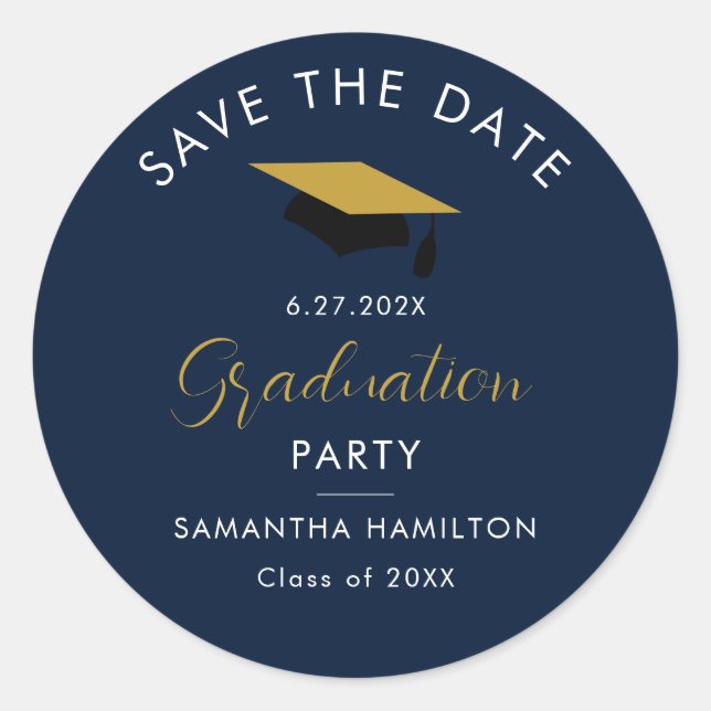 Sticker Rond Graduate 2024 Script Enregistrer la date Grad Part (Devant)