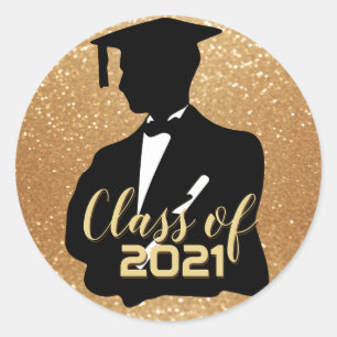 Sticker Rond Graduate Boy Student - Classe de 20XX